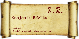 Krajcsik Réka névjegykártya