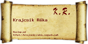 Krajcsik Réka névjegykártya